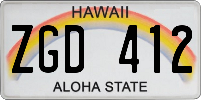 HI license plate ZGD412