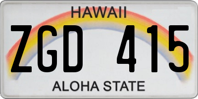 HI license plate ZGD415