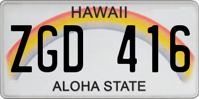 HI license plate ZGD416