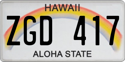 HI license plate ZGD417