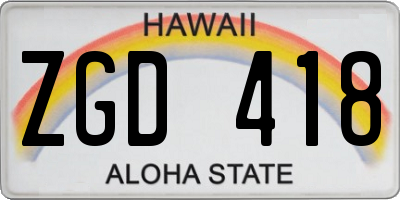 HI license plate ZGD418