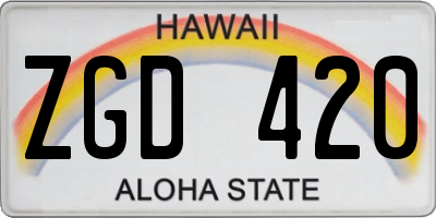 HI license plate ZGD420