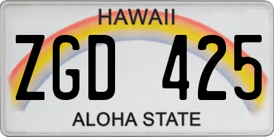 HI license plate ZGD425