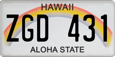 HI license plate ZGD431
