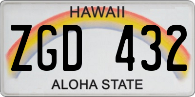 HI license plate ZGD432