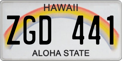 HI license plate ZGD441