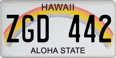 HI license plate ZGD442