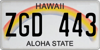 HI license plate ZGD443