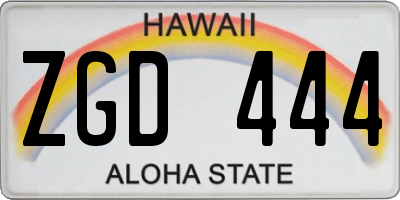 HI license plate ZGD444