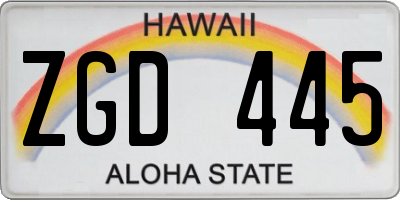 HI license plate ZGD445