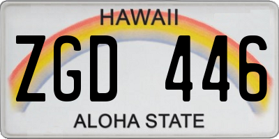 HI license plate ZGD446