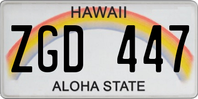 HI license plate ZGD447