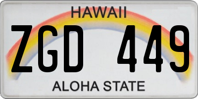HI license plate ZGD449
