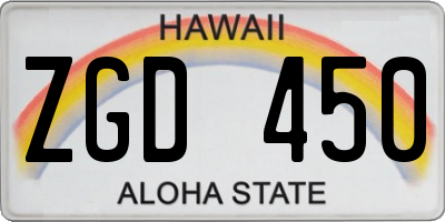 HI license plate ZGD450