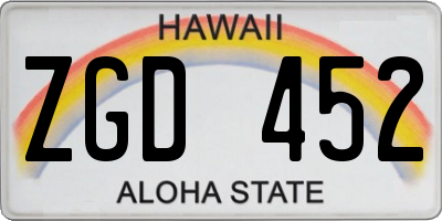 HI license plate ZGD452