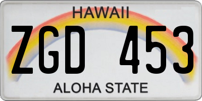 HI license plate ZGD453