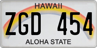 HI license plate ZGD454
