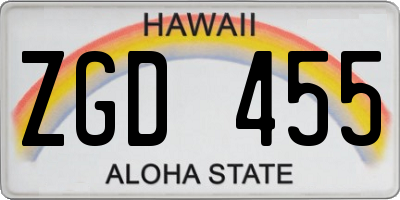 HI license plate ZGD455