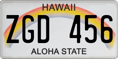 HI license plate ZGD456