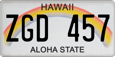 HI license plate ZGD457