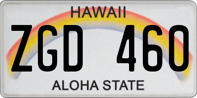 HI license plate ZGD460