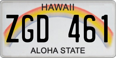 HI license plate ZGD461