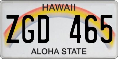 HI license plate ZGD465