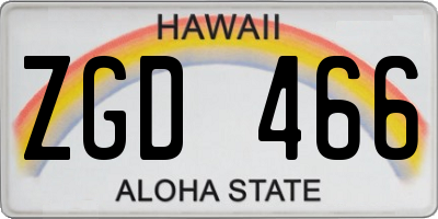 HI license plate ZGD466
