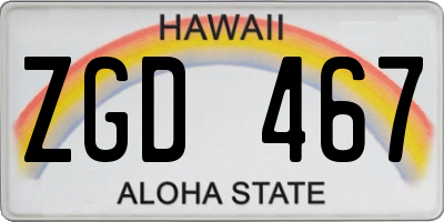 HI license plate ZGD467