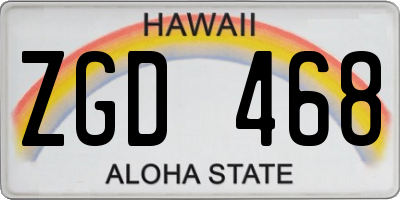 HI license plate ZGD468
