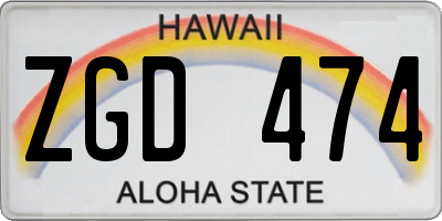 HI license plate ZGD474
