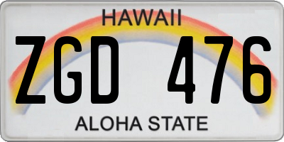 HI license plate ZGD476