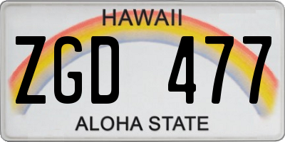 HI license plate ZGD477