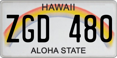 HI license plate ZGD480