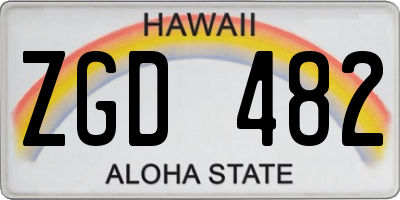 HI license plate ZGD482