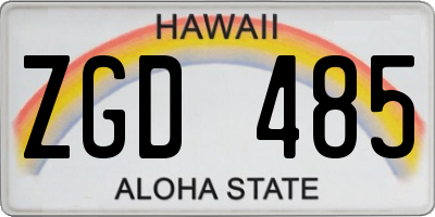 HI license plate ZGD485