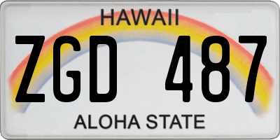HI license plate ZGD487