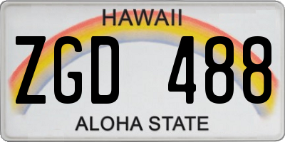 HI license plate ZGD488