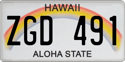 HI license plate ZGD491