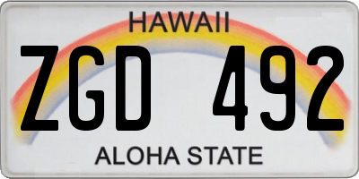 HI license plate ZGD492