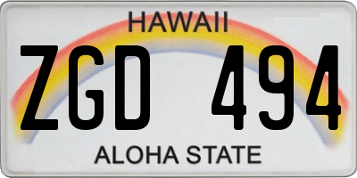 HI license plate ZGD494