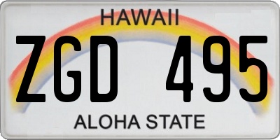 HI license plate ZGD495