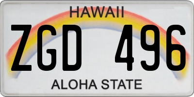HI license plate ZGD496