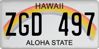 HI license plate ZGD497