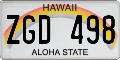 HI license plate ZGD498