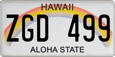 HI license plate ZGD499