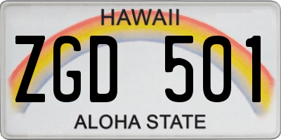 HI license plate ZGD501