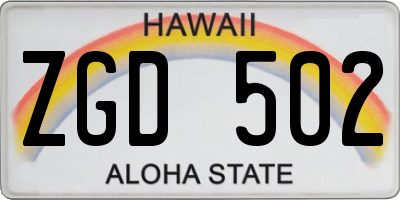 HI license plate ZGD502