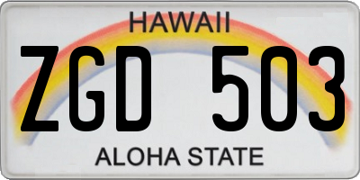 HI license plate ZGD503