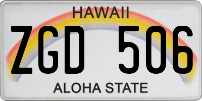 HI license plate ZGD506